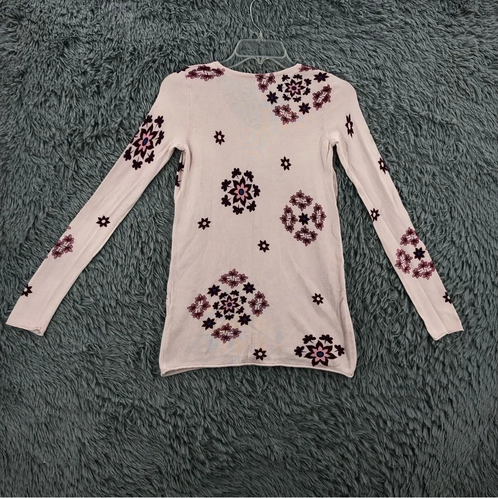 Kirra Sweater Womens XS Cashmere Blend Pink Flower Peplum Lightweight Top